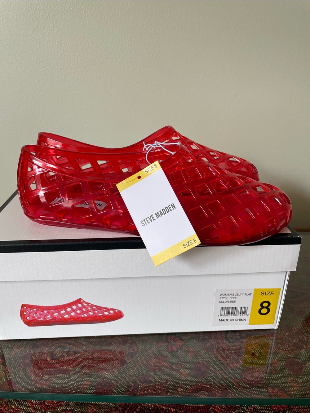 Steve Madden Red Jelly Lattice Flats